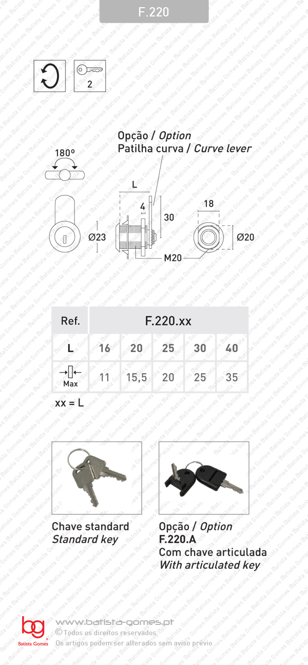 Fechadura de patilha com cilindro  para m�veis